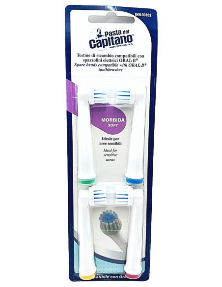 Pasta Del Capitano 4 Testine Ricambio Spazzolino Elettrico - Aree Sensibili